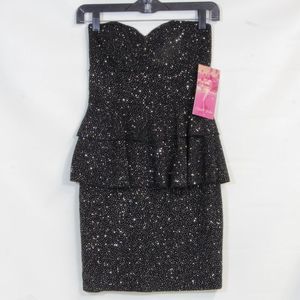 Emerald Sundae Glittering Black Silver Club Cocktail Dress Juniors Small NWT